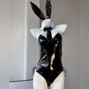 Women’s Halloween Costume : Black Latex Bunny